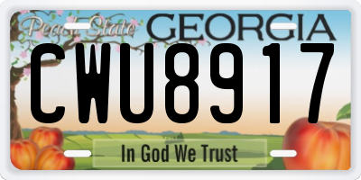 GA license plate CWU8917