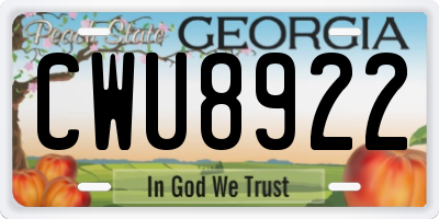 GA license plate CWU8922
