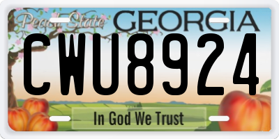 GA license plate CWU8924