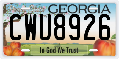 GA license plate CWU8926