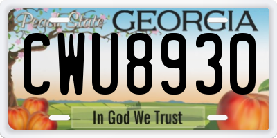 GA license plate CWU8930