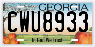 GA license plate CWU8933
