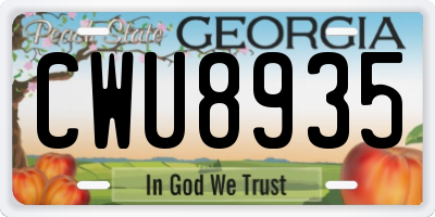 GA license plate CWU8935