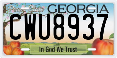 GA license plate CWU8937