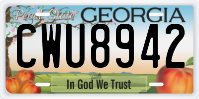 GA license plate CWU8942