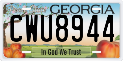 GA license plate CWU8944