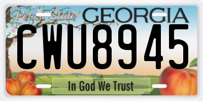 GA license plate CWU8945