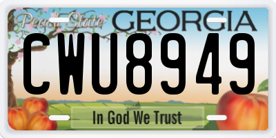 GA license plate CWU8949