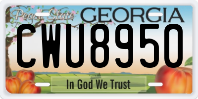 GA license plate CWU8950