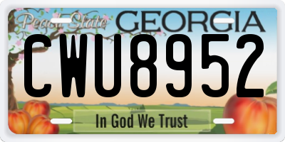 GA license plate CWU8952