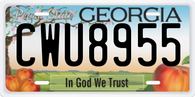 GA license plate CWU8955