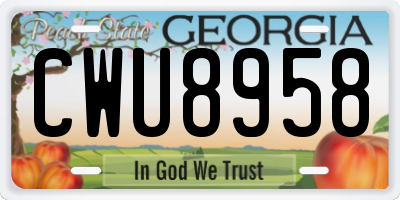 GA license plate CWU8958