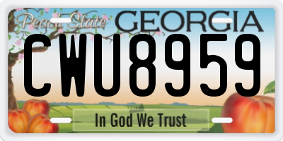 GA license plate CWU8959