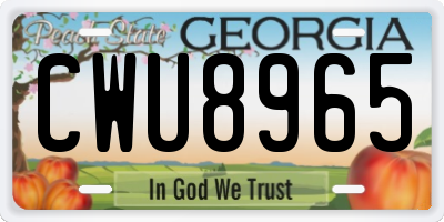 GA license plate CWU8965