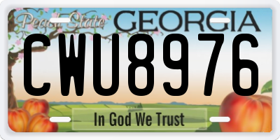 GA license plate CWU8976