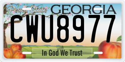 GA license plate CWU8977