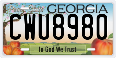 GA license plate CWU8980