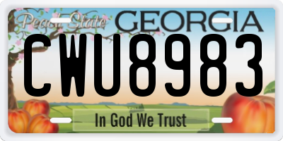 GA license plate CWU8983
