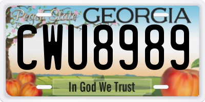 GA license plate CWU8989