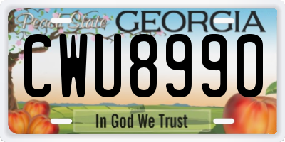 GA license plate CWU8990