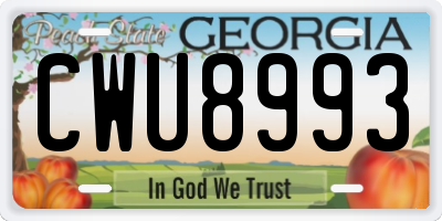 GA license plate CWU8993