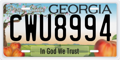 GA license plate CWU8994