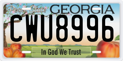 GA license plate CWU8996