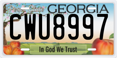 GA license plate CWU8997