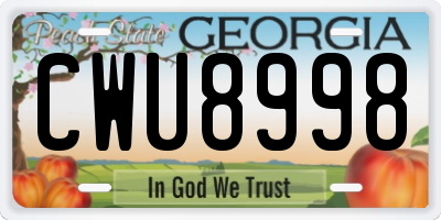 GA license plate CWU8998