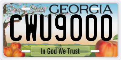 GA license plate CWU9000