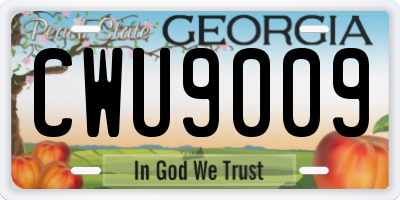 GA license plate CWU9009