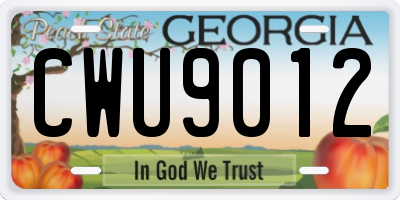 GA license plate CWU9012
