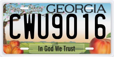 GA license plate CWU9016
