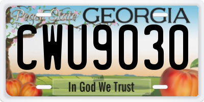 GA license plate CWU9030
