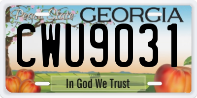 GA license plate CWU9031