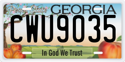 GA license plate CWU9035
