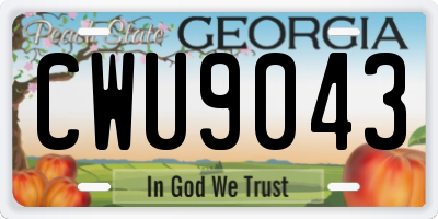 GA license plate CWU9043