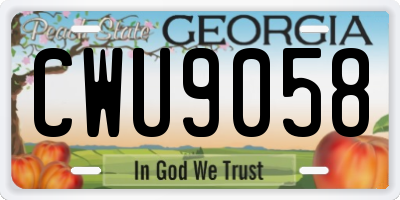GA license plate CWU9058