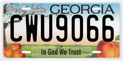 GA license plate CWU9066