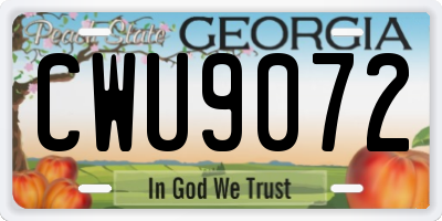 GA license plate CWU9072