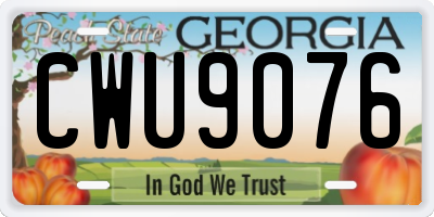 GA license plate CWU9076