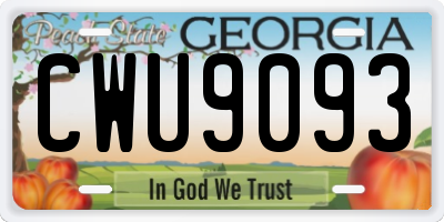 GA license plate CWU9093