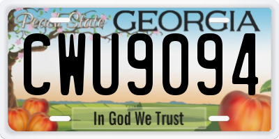 GA license plate CWU9094