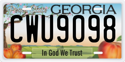 GA license plate CWU9098