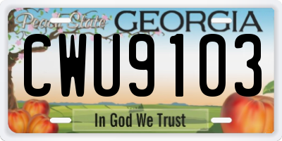 GA license plate CWU9103