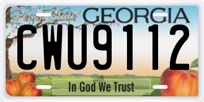 GA license plate CWU9112