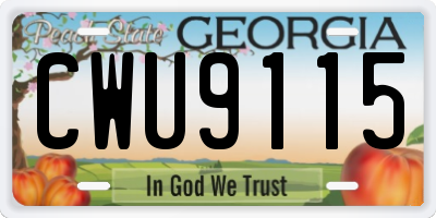 GA license plate CWU9115
