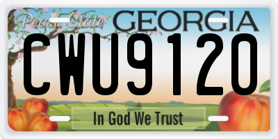 GA license plate CWU9120