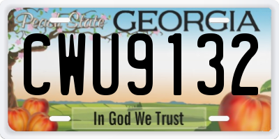 GA license plate CWU9132