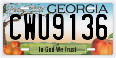 GA license plate CWU9136